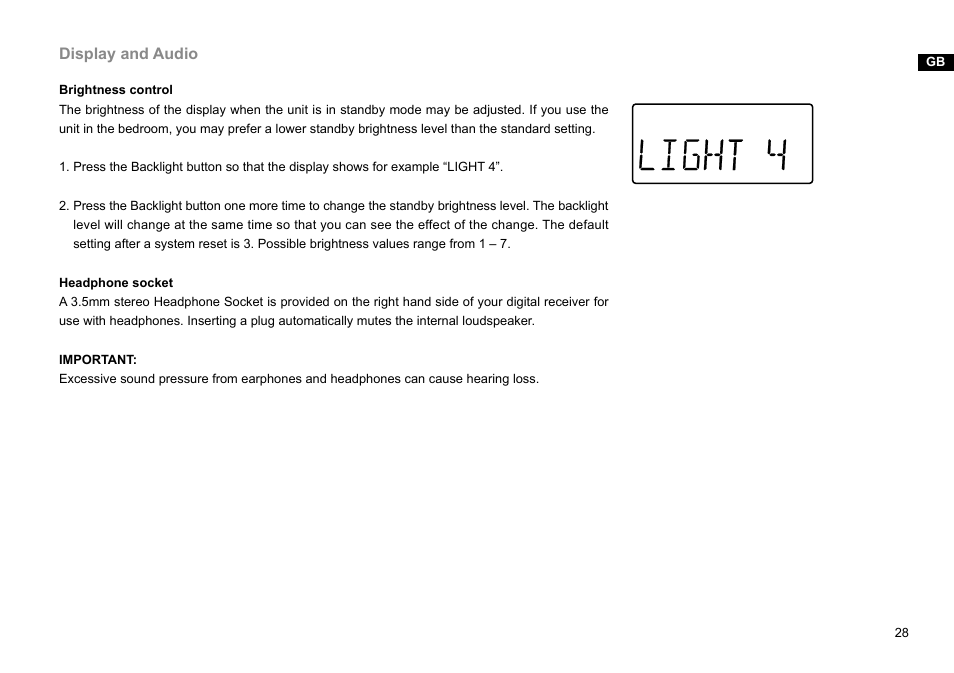 Display and audio | Sangean DPR-45 (V1) User Manual | Page 29 / 33