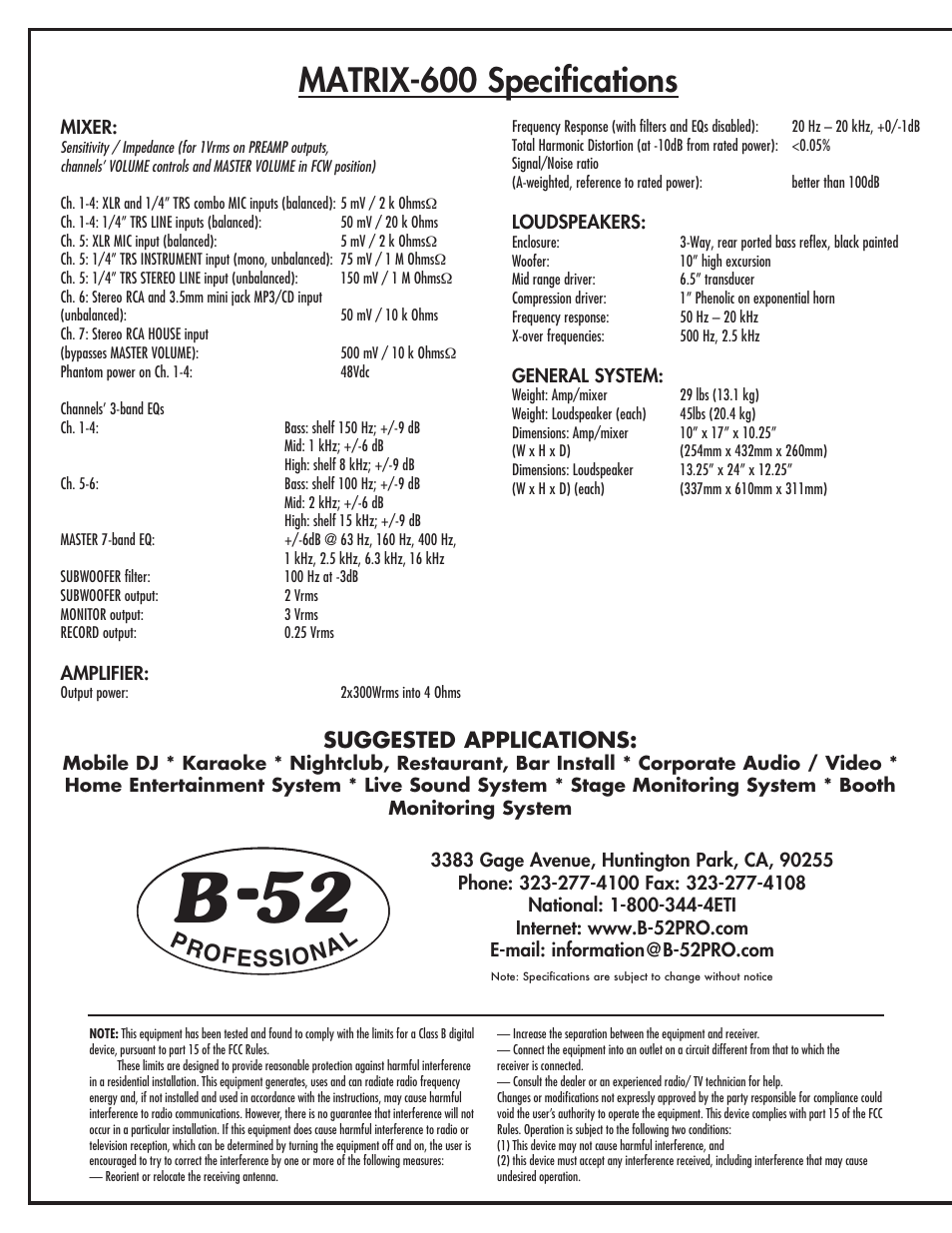 ETI Sound Systems, INC LHEC20 User Manual | 12 pages