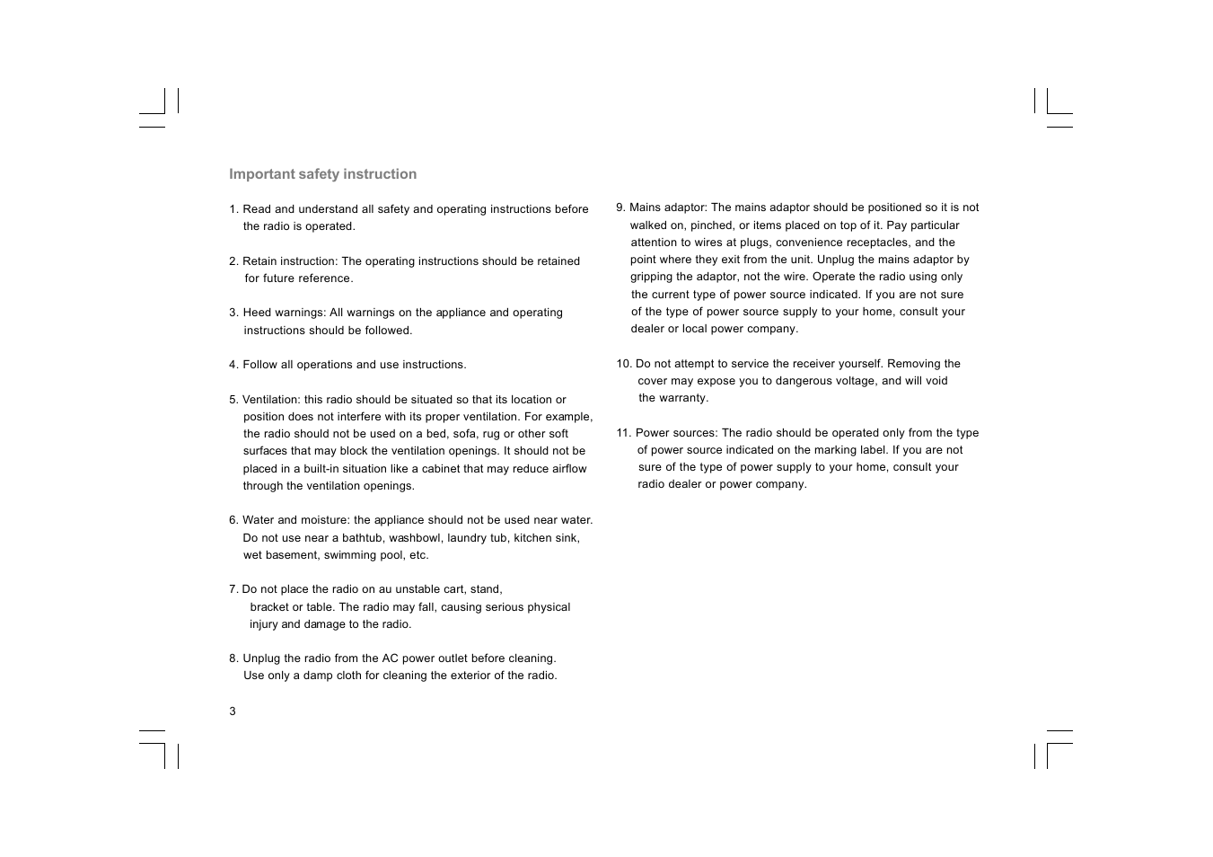 Sangean DCR-10 (R1) User Manual | Page 4 / 58