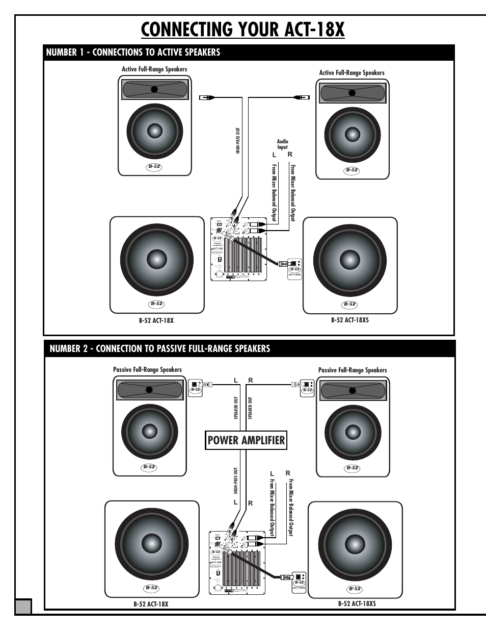 Connecting your act-18x, Power amplifier, Pins: 1 + or 2 + = (+) 1 - or 2 - = (-) | Level phase 0 180, On off | ETI Sound Systems, INC ACT-18X User Manual | Page 6 / 8