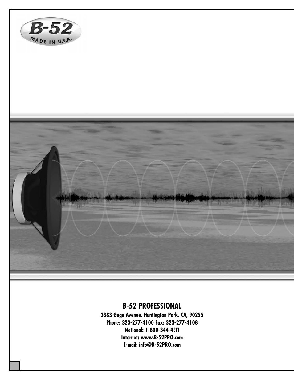 B-52 professional | ETI Sound Systems, INC ACT-18X User Manual | Page 8 / 8