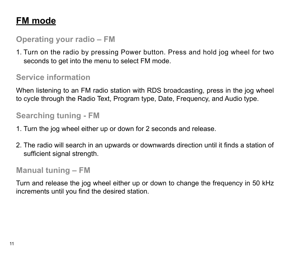 Fm mode | Sangean DPR-32 (V1) User Manual | Page 12 / 16