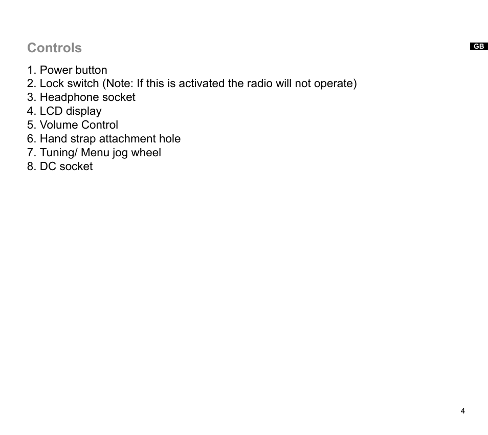 Controls | Sangean DPR-32 (V1) User Manual | Page 5 / 16