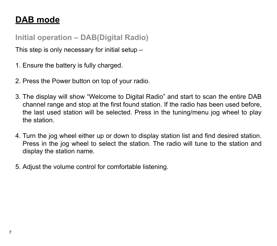 Dab mode | Sangean DPR-32 (V1) User Manual | Page 8 / 16
