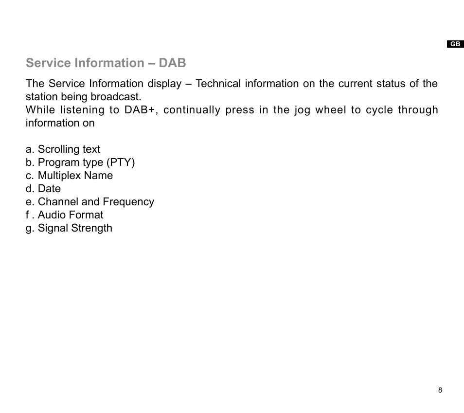 Service information – dab | Sangean DPR-32 (V1) User Manual | Page 9 / 16