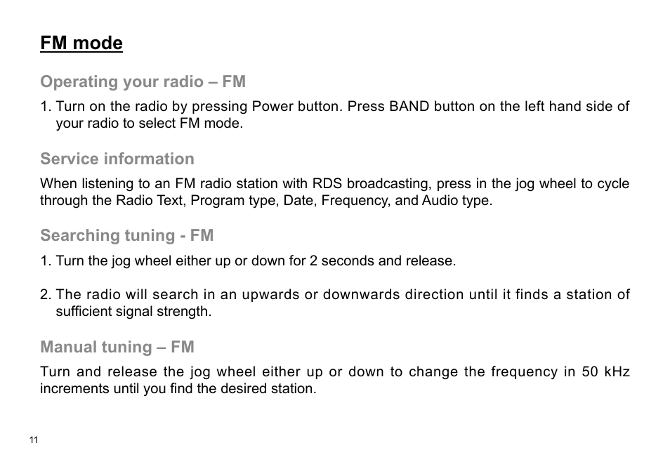 Fm mode | Sangean DPR-36 (V1) User Manual | Page 12 / 25