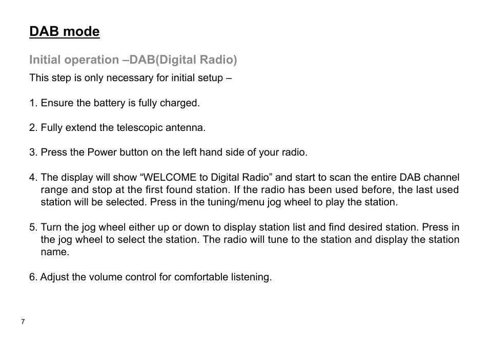 Dab mode | Sangean DPR-36 (V1) User Manual | Page 8 / 25
