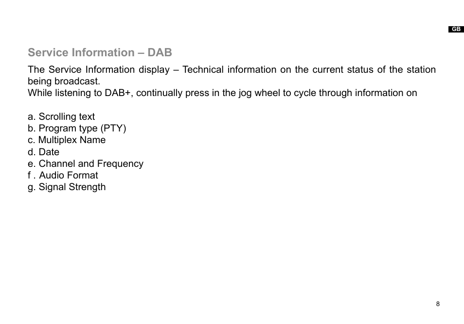 Service information – dab | Sangean DPR-36 (R1) User Manual | Page 9 / 25