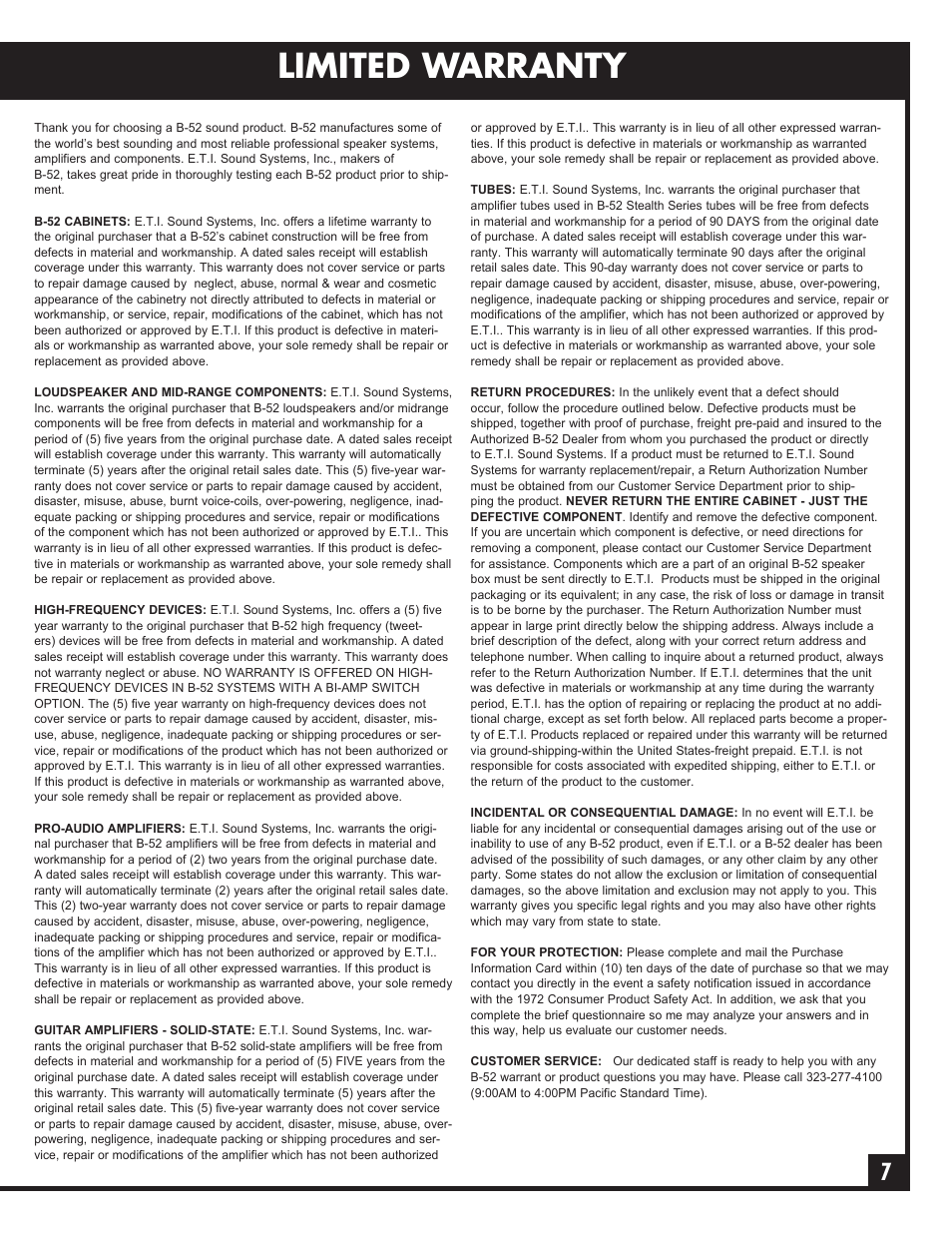 ETI Sound Systems, INC ACT-1515X(F) User Manual | Page 7 / 8