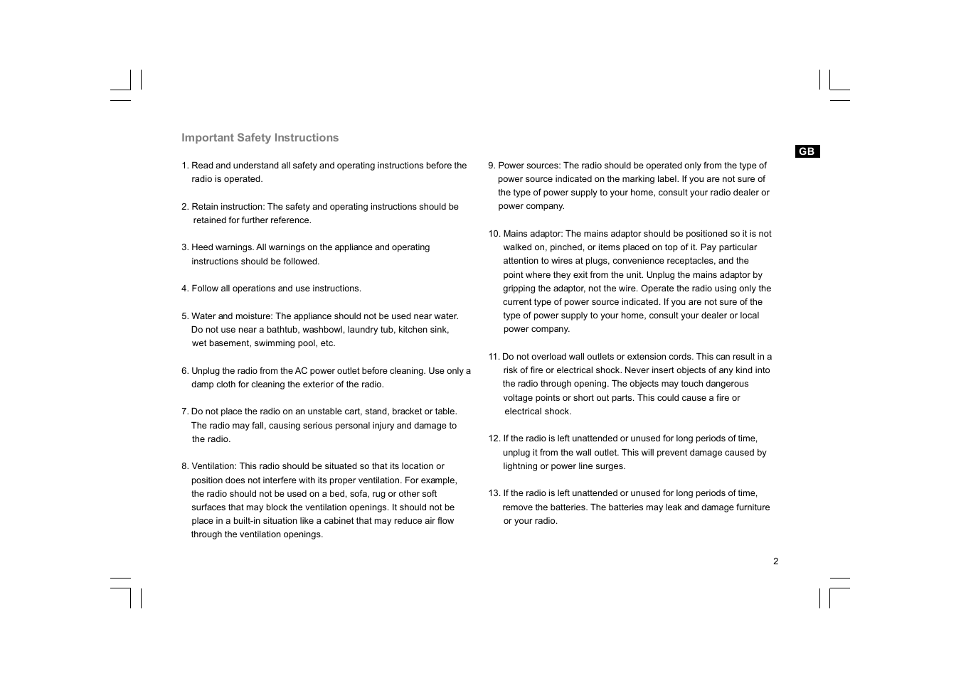 Sangean K-200 (V1) User Manual | Page 3 / 29