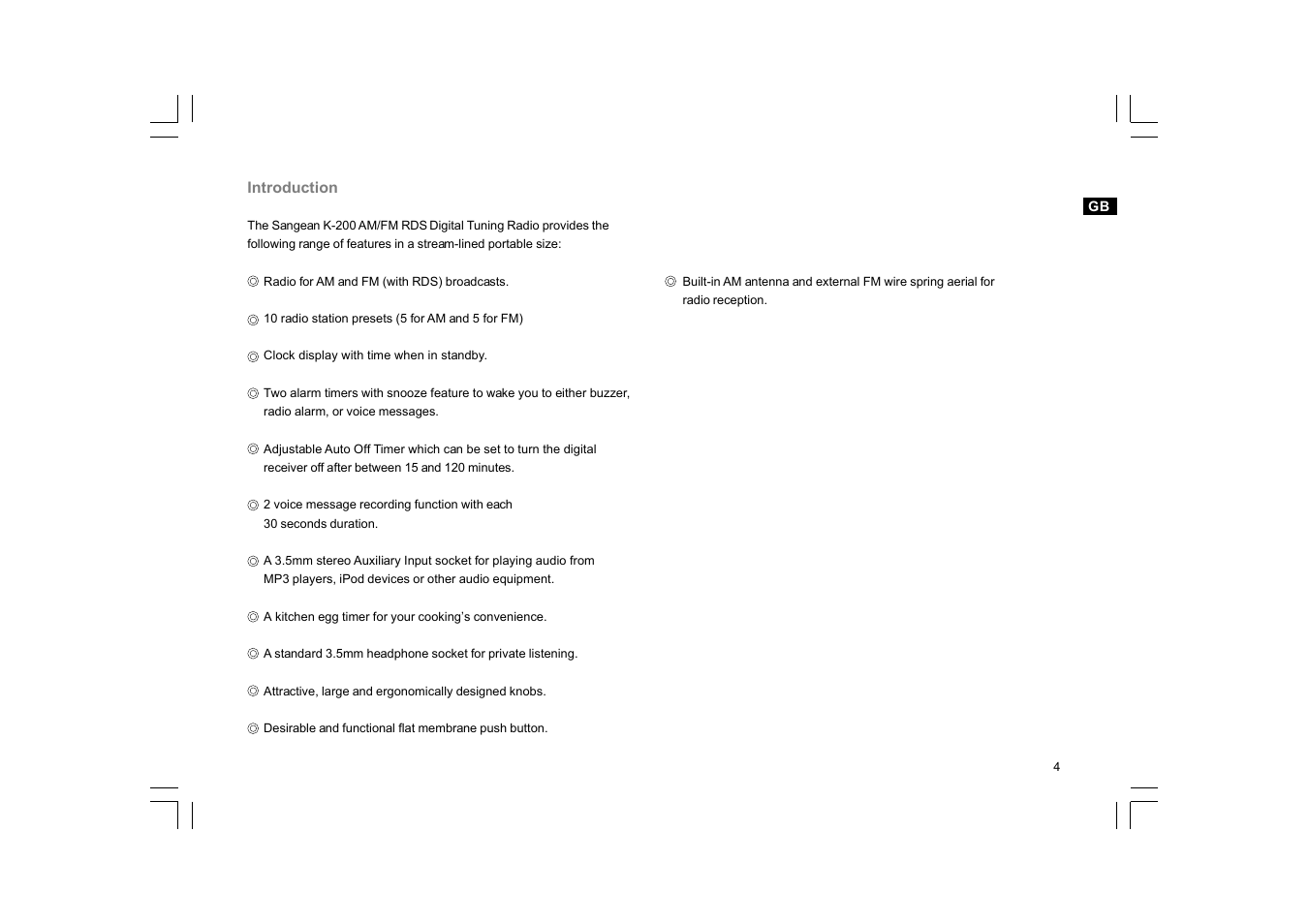 Sangean K-200 (V1) User Manual | Page 5 / 29