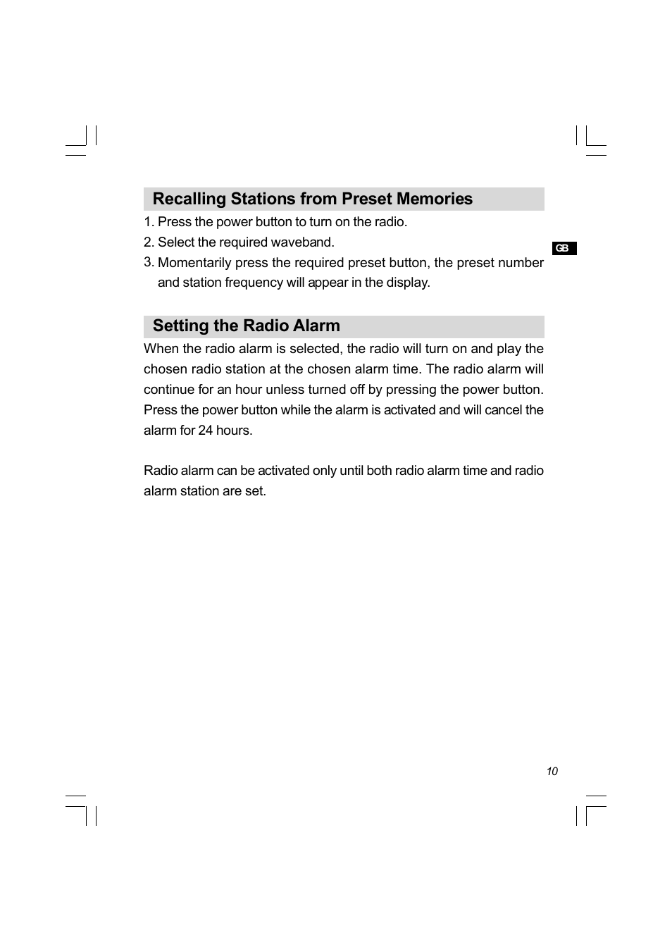 Setting the radio alarm | Sangean PR-D8 (R3) User Manual | Page 11 / 32