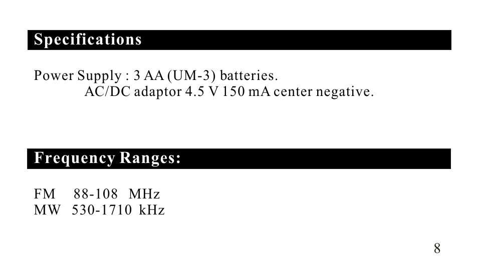 Sangean SG-622 (V1) User Manual | Page 8 / 10