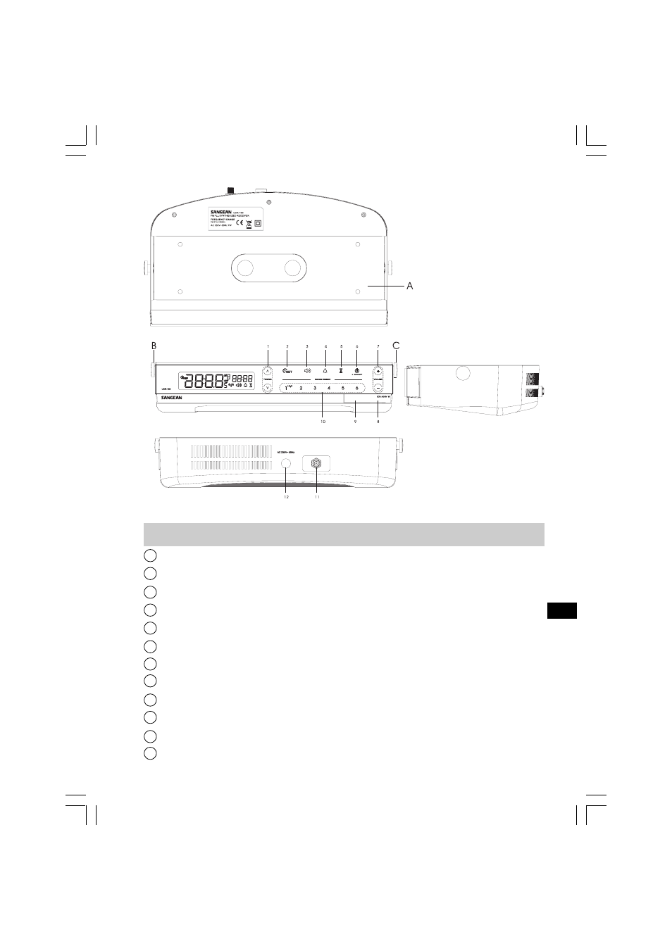 Control keys | Sangean UCR-100 (V1) User Manual | Page 7 / 14