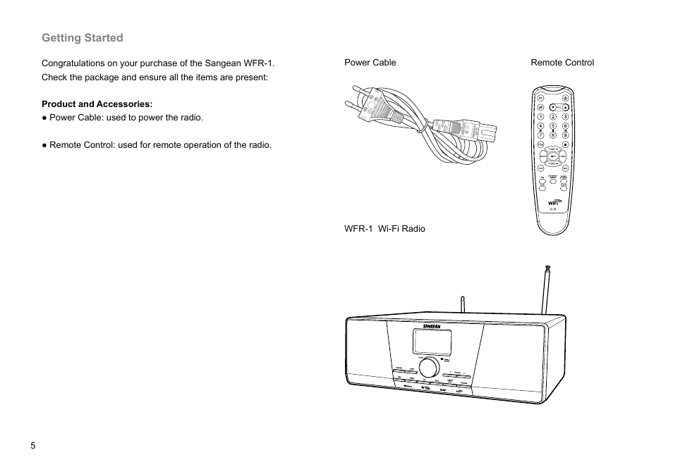 Getting started | Sangean WFR-1 (R1) User Manual | Page 6 / 41