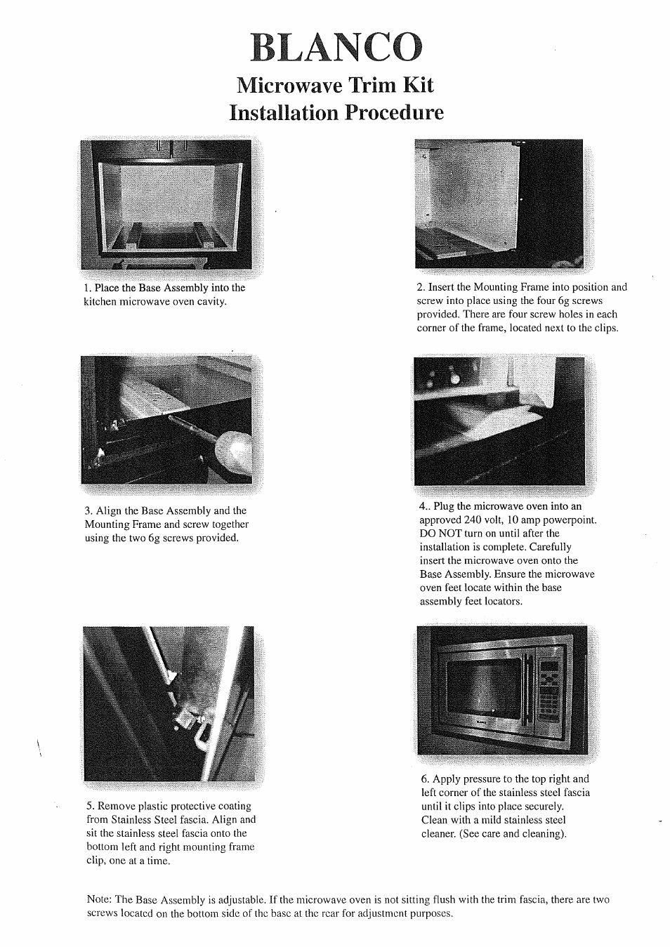 Blanco B 830FX User Manual | Page 13 / 14