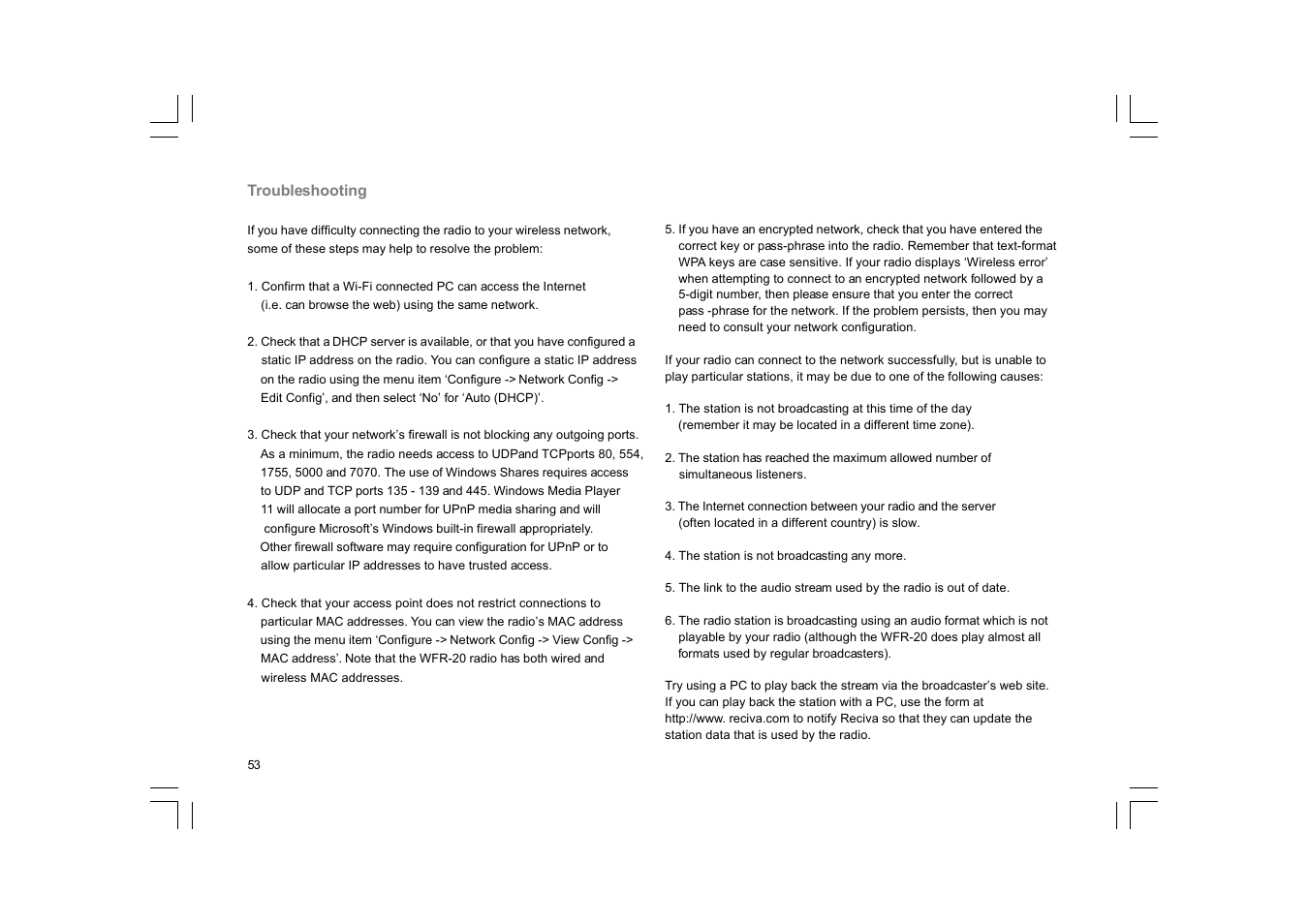 Sangean WFR-20 (R1) User Manual | Page 54 / 59