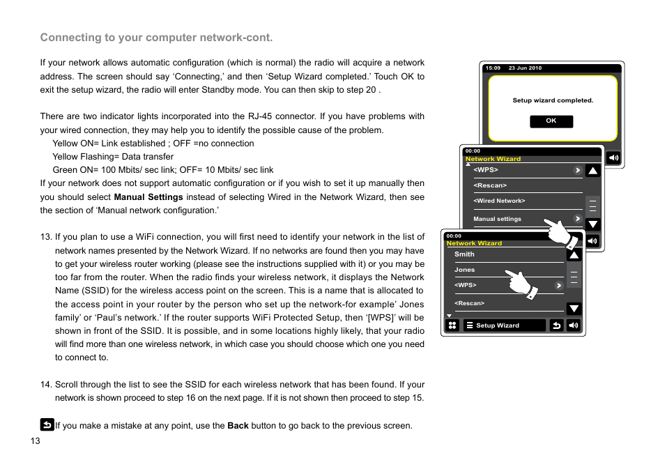 Connecting to your computer network-cont | Sangean WFR-2D V.1 User Manual | Page 14 / 84