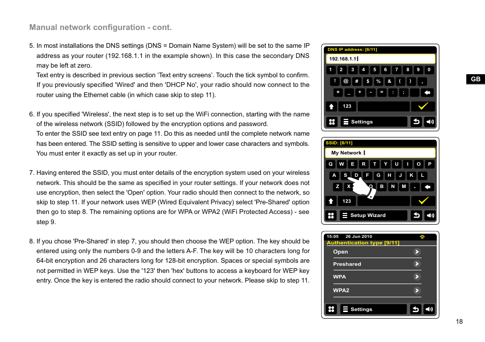 Manual network configuration - cont | Sangean WFR-2D V.1 User Manual | Page 19 / 84