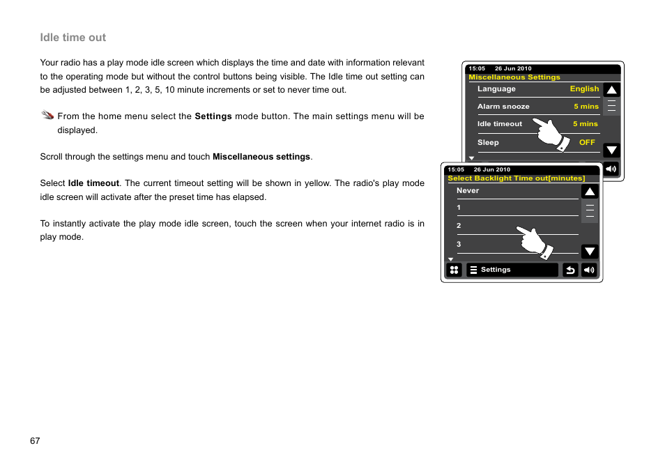 Idle time out | Sangean WFR-2D V.1 User Manual | Page 68 / 84