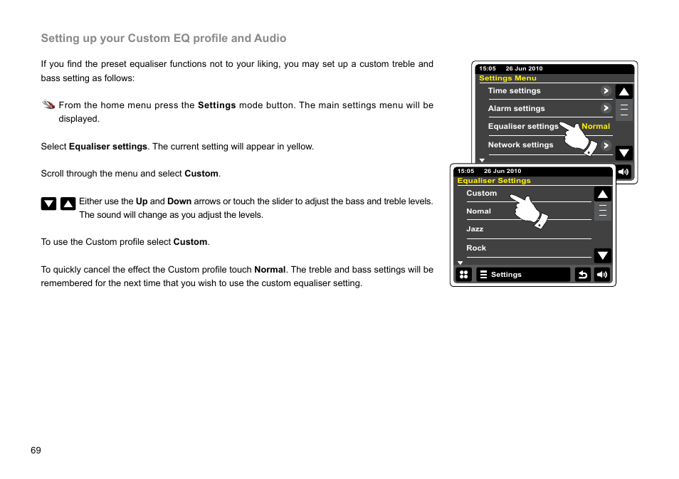 Setting up your custom eq profile and audio | Sangean WFR-2D V.1 User Manual | Page 70 / 84