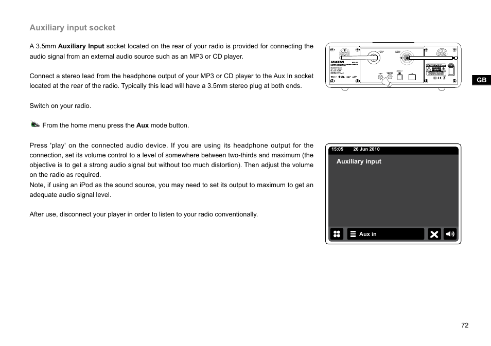 Auxiliary input socket | Sangean WFR-2D V.1 User Manual | Page 73 / 84