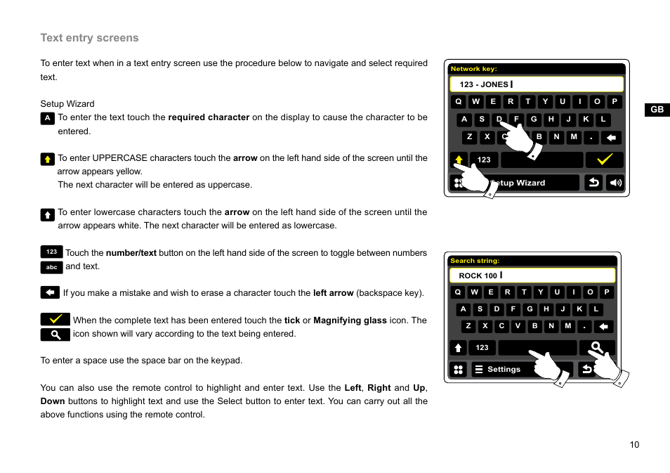 Text entry screens | Sangean WFT-2D (V1) User Manual | Page 11 / 80