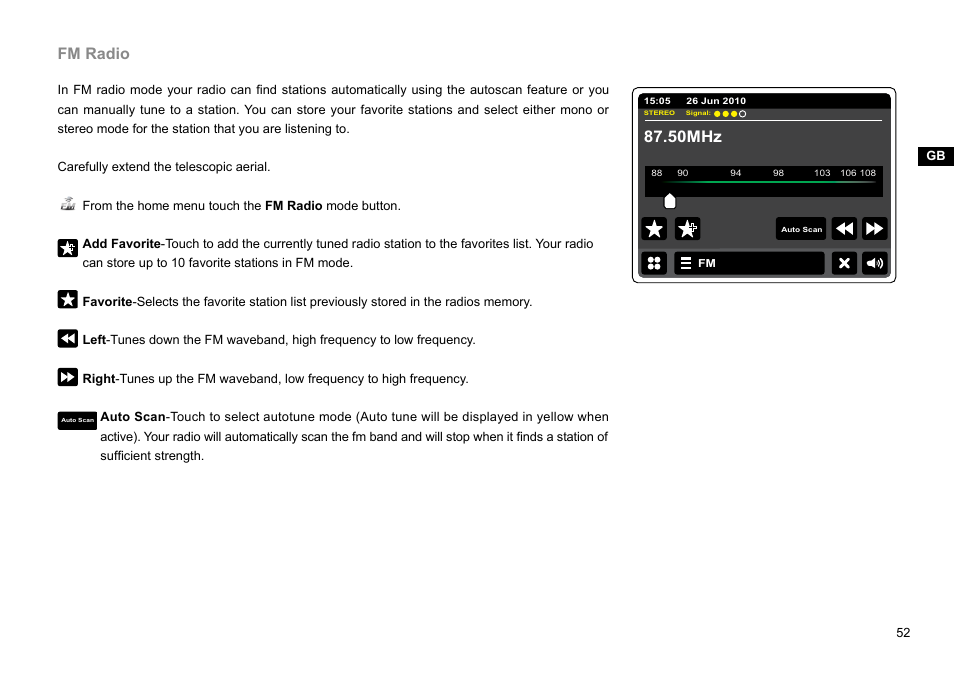 Fm radio, 50mhz | Sangean WFT-2D (V1) User Manual | Page 53 / 80