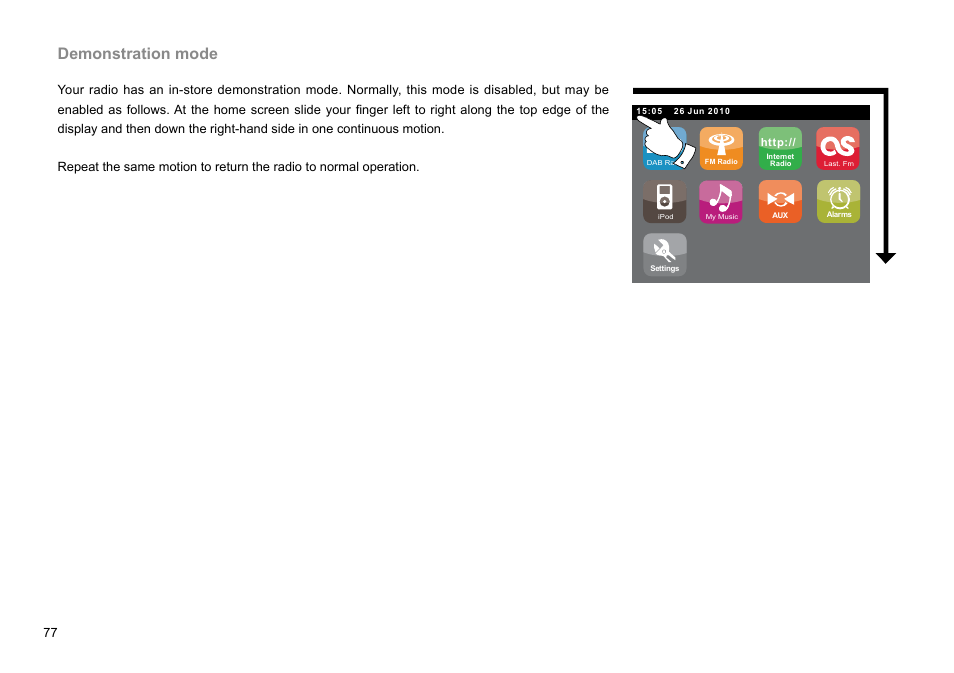 Demonstration mode | Sangean WFT-2D (V1) User Manual | Page 78 / 80