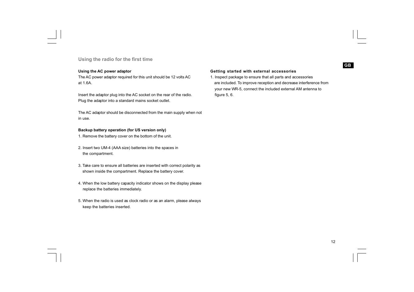 Sangean WR-5 (V1) User Manual | Page 13 / 39