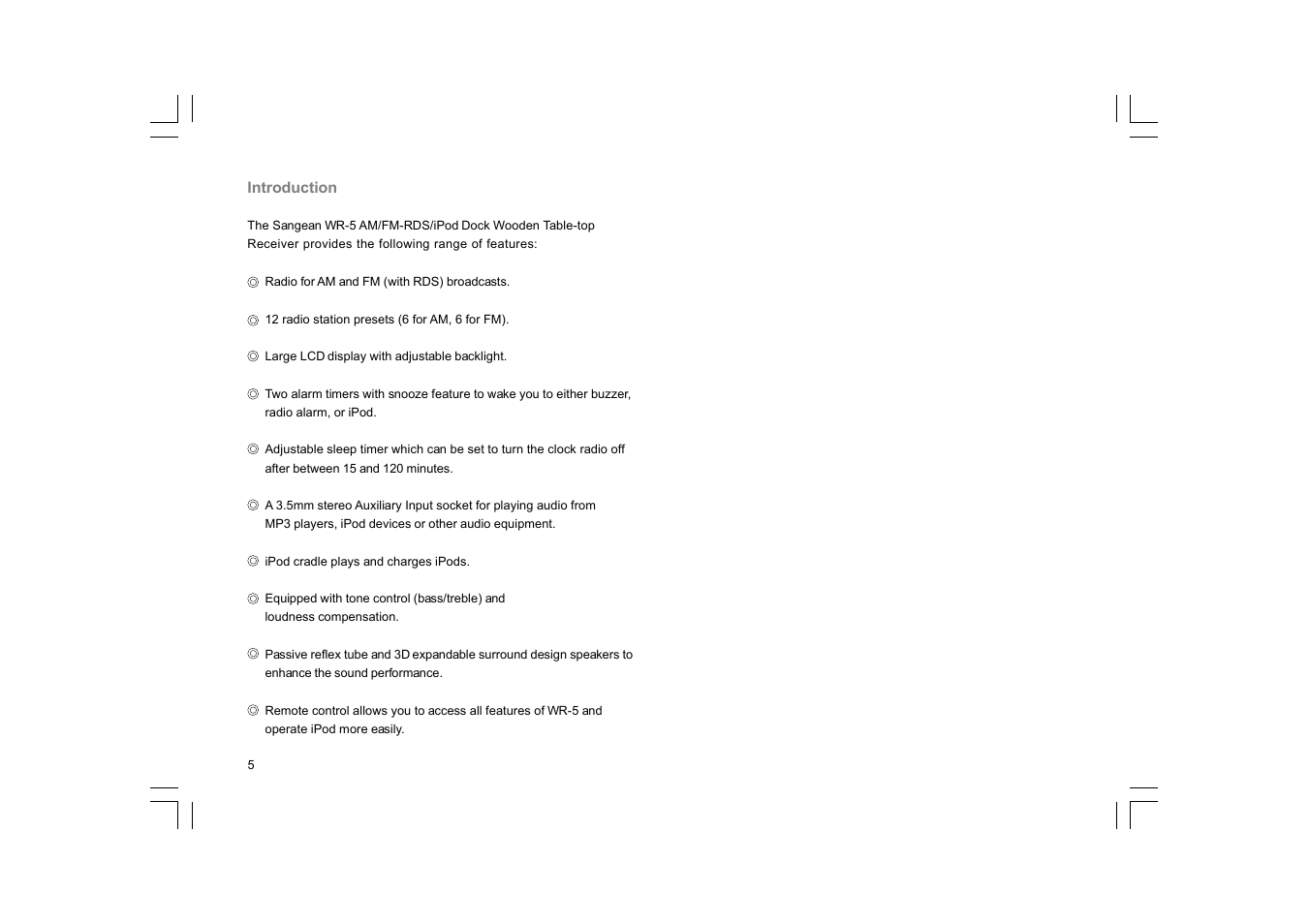 Sangean WR-5 (V1) User Manual | Page 6 / 39
