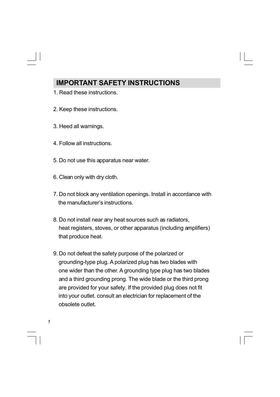 Important safety instructions | Sangean Package PR-D4 (R1) User Manual | Page 2 / 13