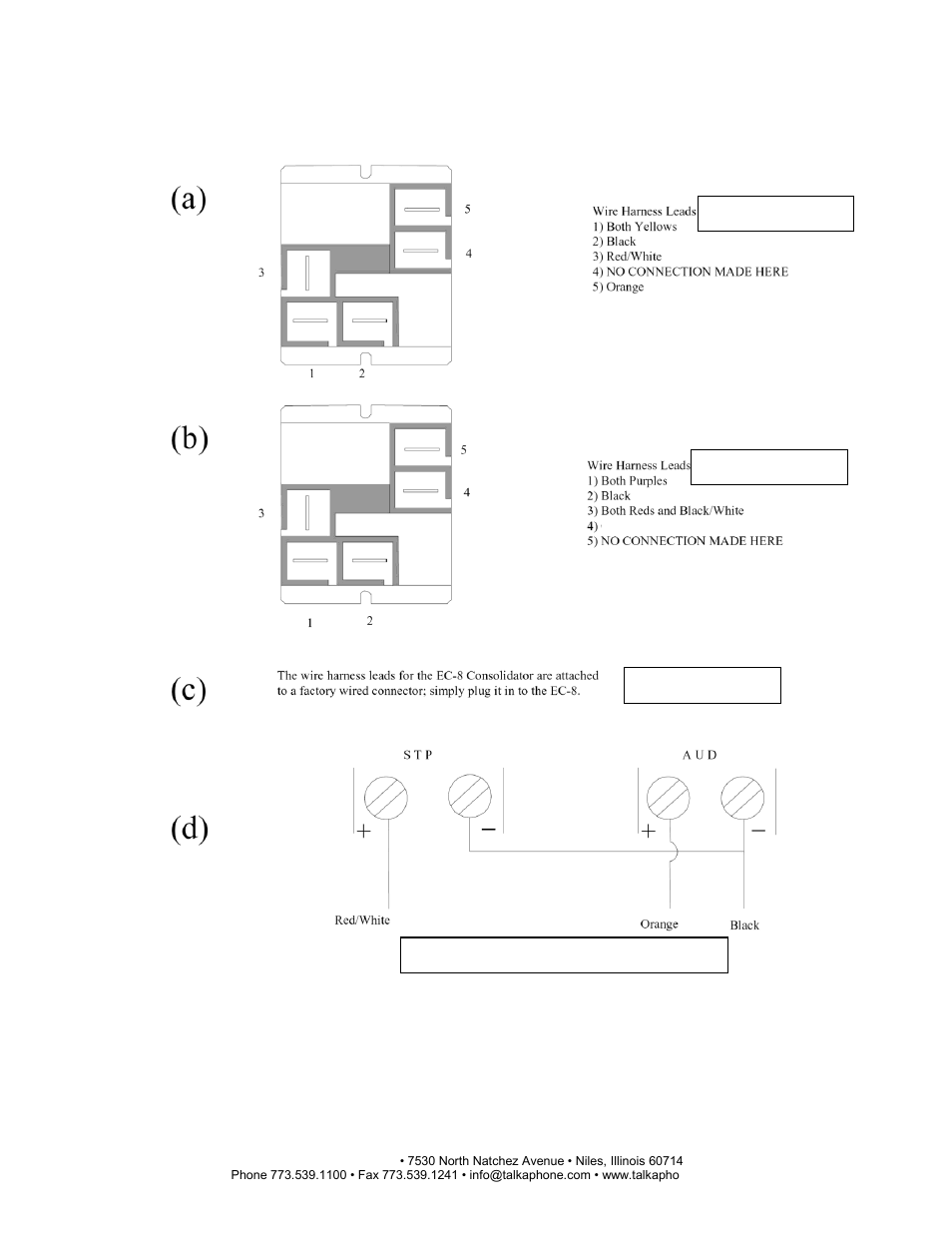 Cu-16 wire harness connections | Talkaphone CU-16 Area of Refuge Surface Mount Command Unit User Manual | Page 5 / 5