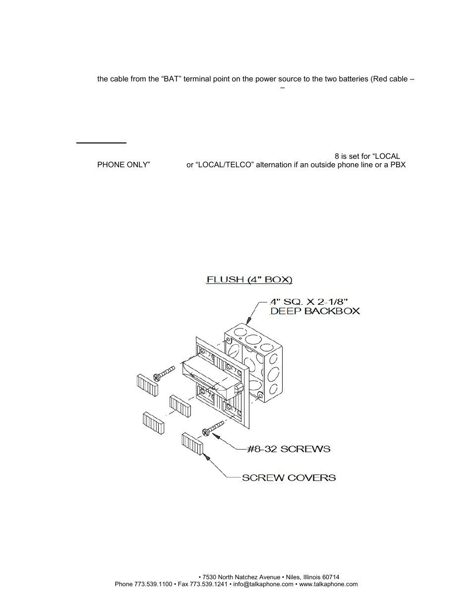 Cu-8 installation instructions | Talkaphone CU-8R Area of Rescue Flush Mount Command Unit User Manual | Page 2 / 5