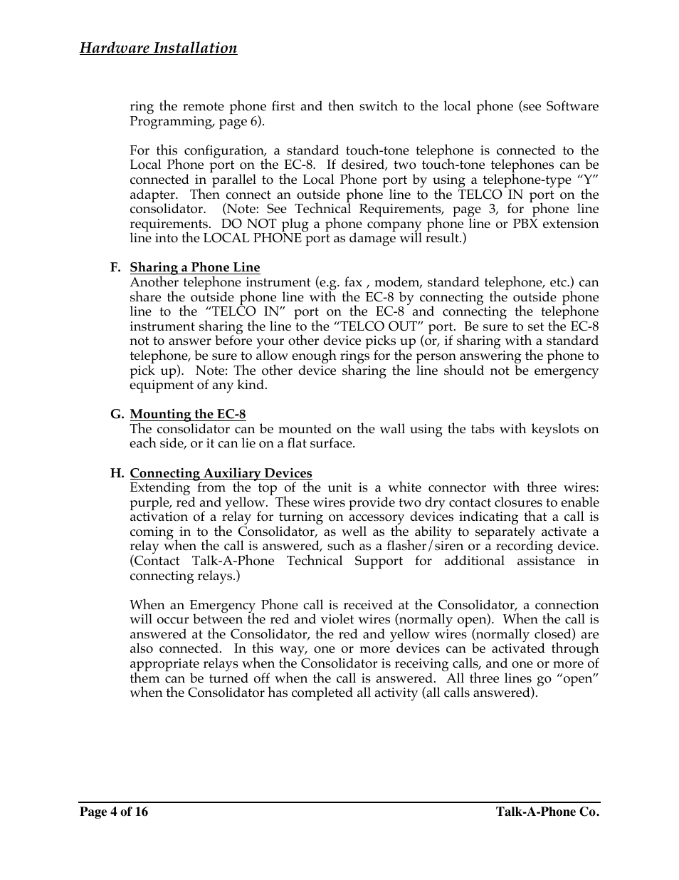 Talkaphone EC-8 Emergency Phone Consolidator User Manual | Page 4 / 16