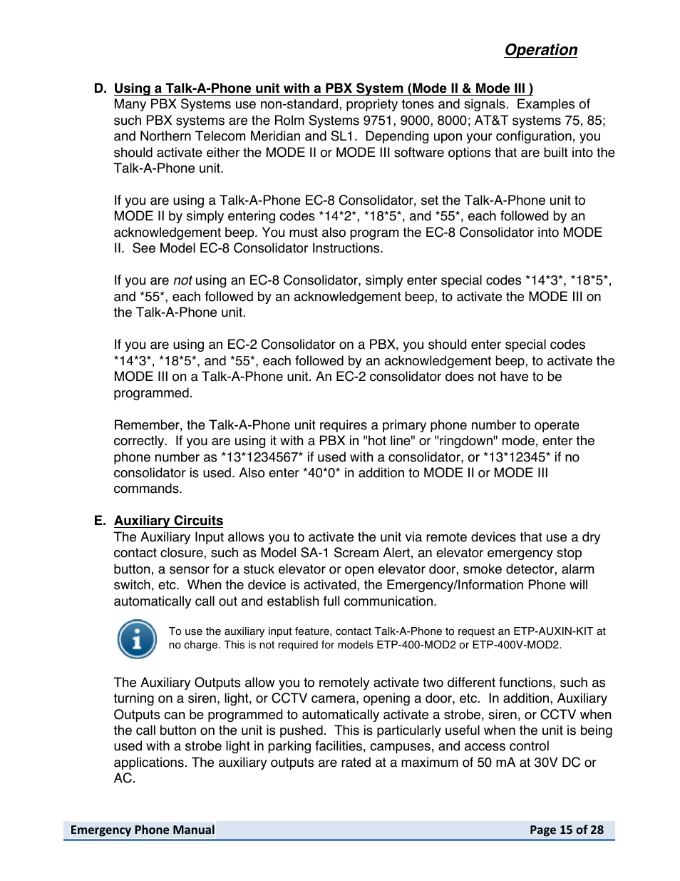 Talkaphone ETP-402V Dual Button Emergency / Information Phone User Manual | Page 15 / 28