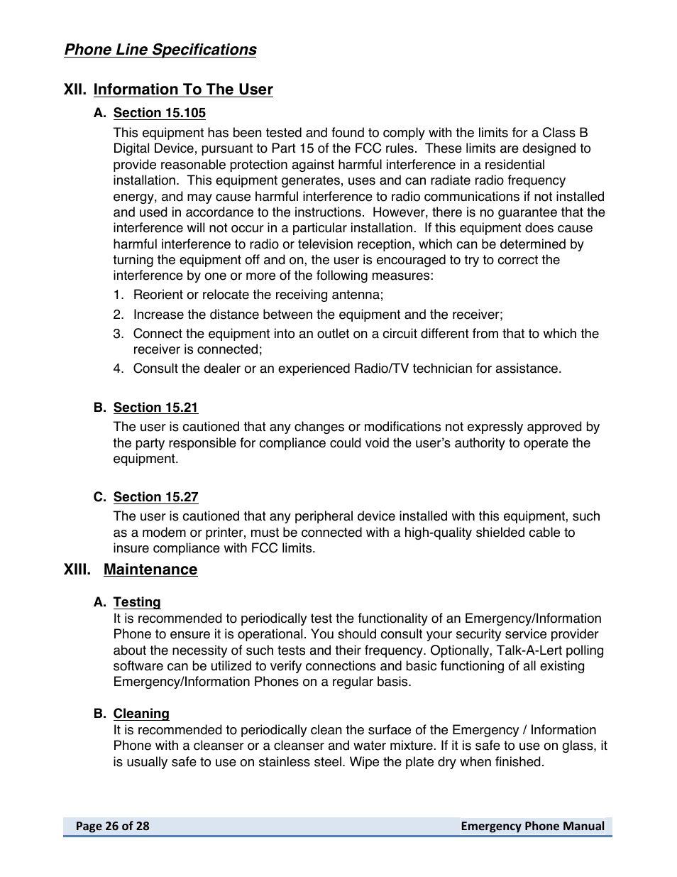 Talkaphone ETP-402V Dual Button Emergency / Information Phone User Manual | Page 26 / 28