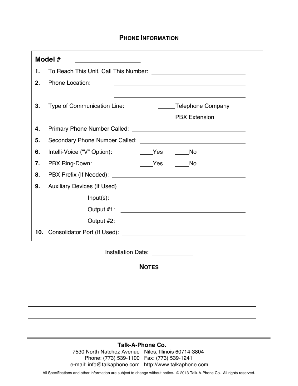 Model | Talkaphone ETP-402V Dual Button Emergency / Information Phone User Manual | Page 28 / 28