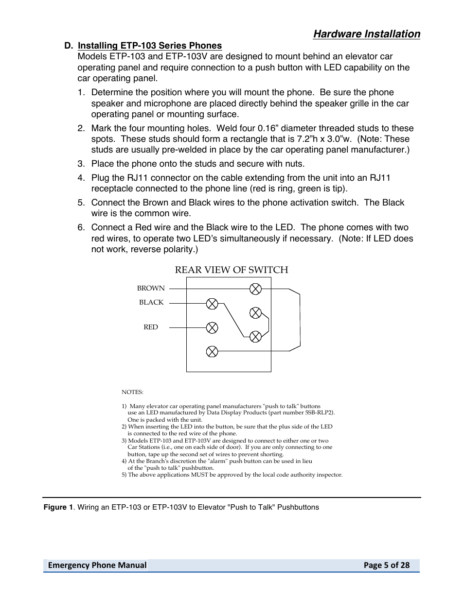 Hardware installation | Talkaphone ETP-402V Dual Button Emergency / Information Phone User Manual | Page 5 / 28