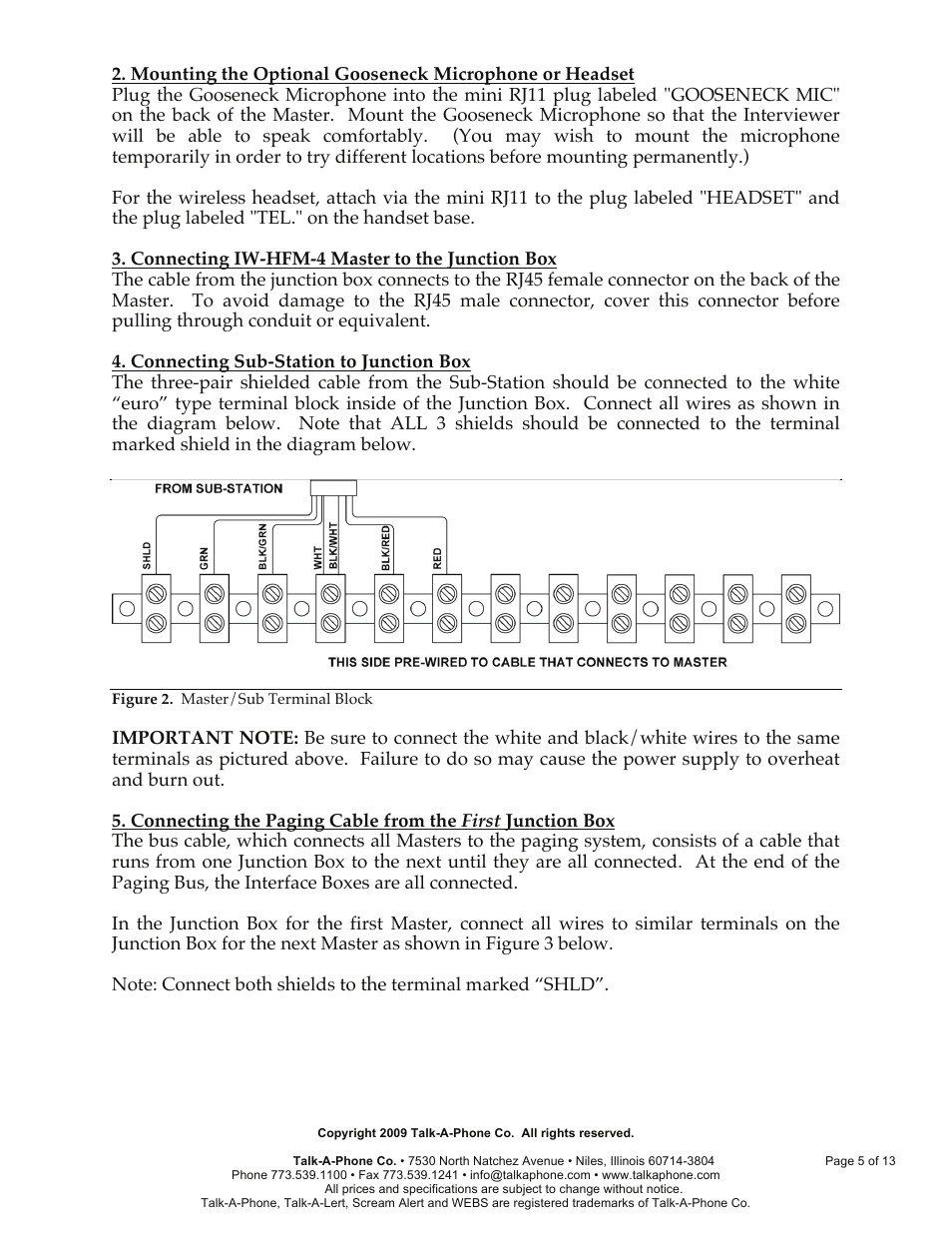 Talkaphone IW-HFM-4 Interview Window 4-Button Master User Manual | Page 5 / 13