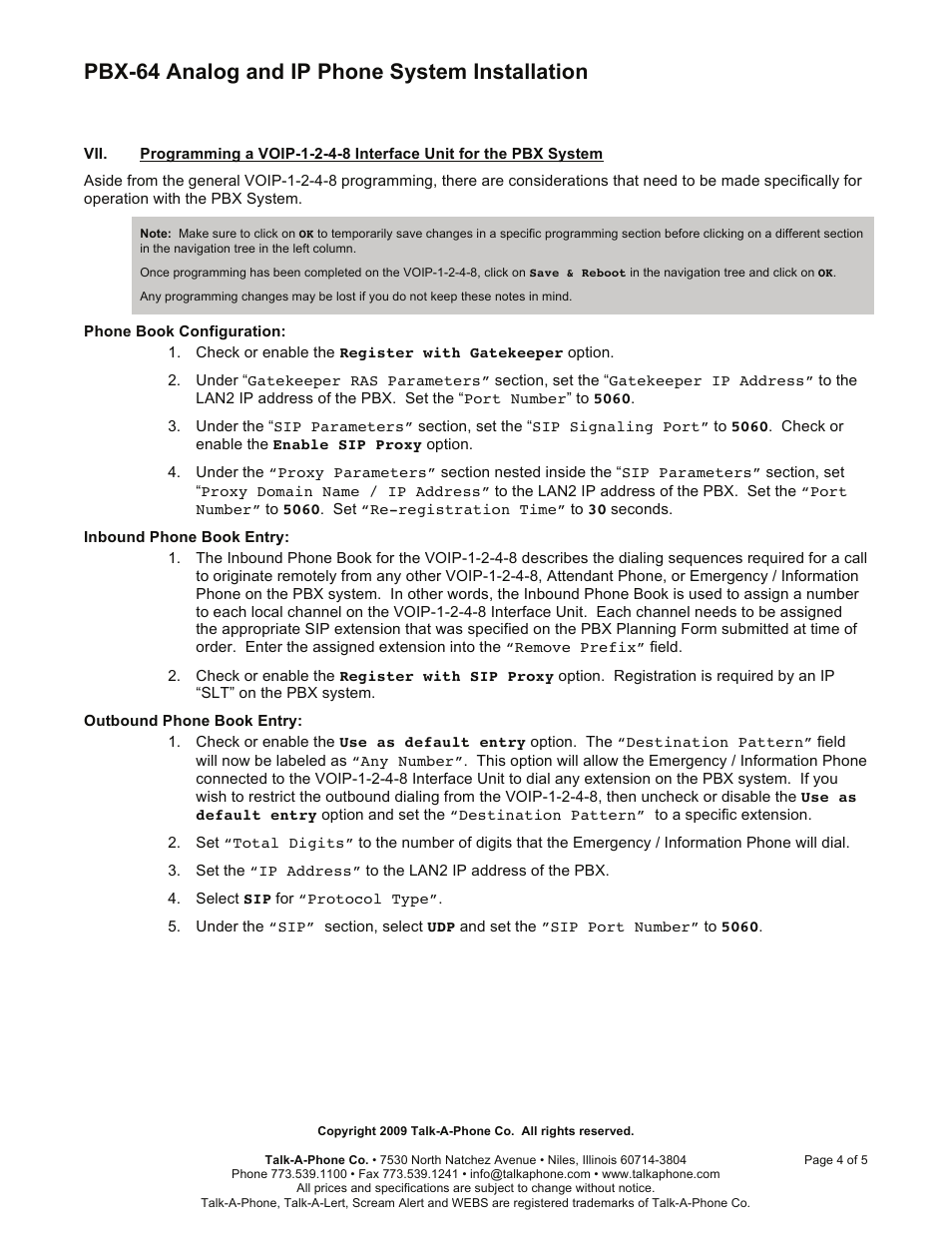 Pbx-64 analog and ip phone system installation | Talkaphone PBX-64 User Manual | Page 4 / 5