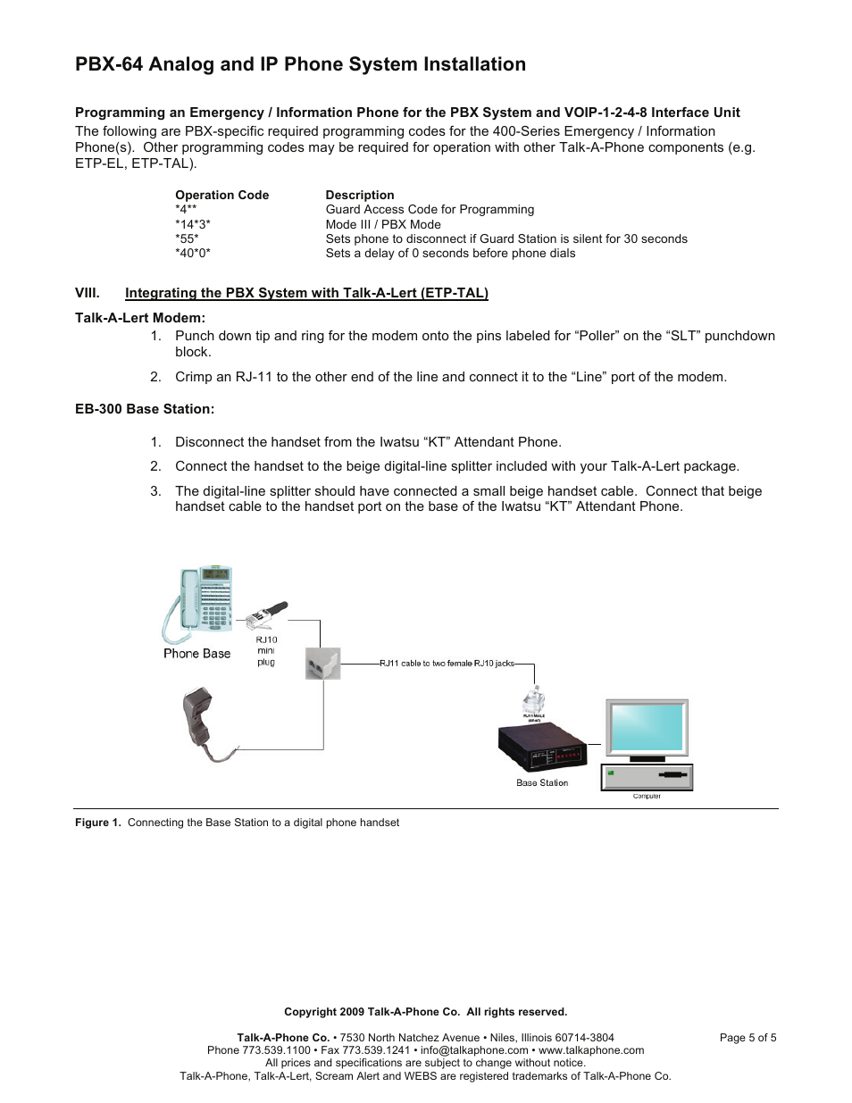 Pbx-64 analog and ip phone system installation | Talkaphone PBX-64 User Manual | Page 5 / 5