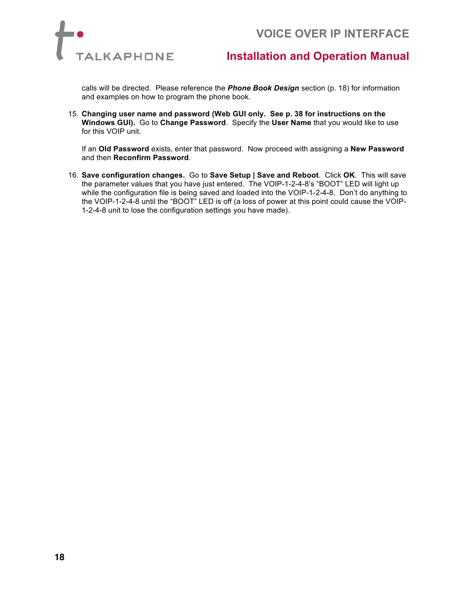 Talkaphone VOIP-8 VoIP Interface (8 channels) User Manual | Page 18 / 43