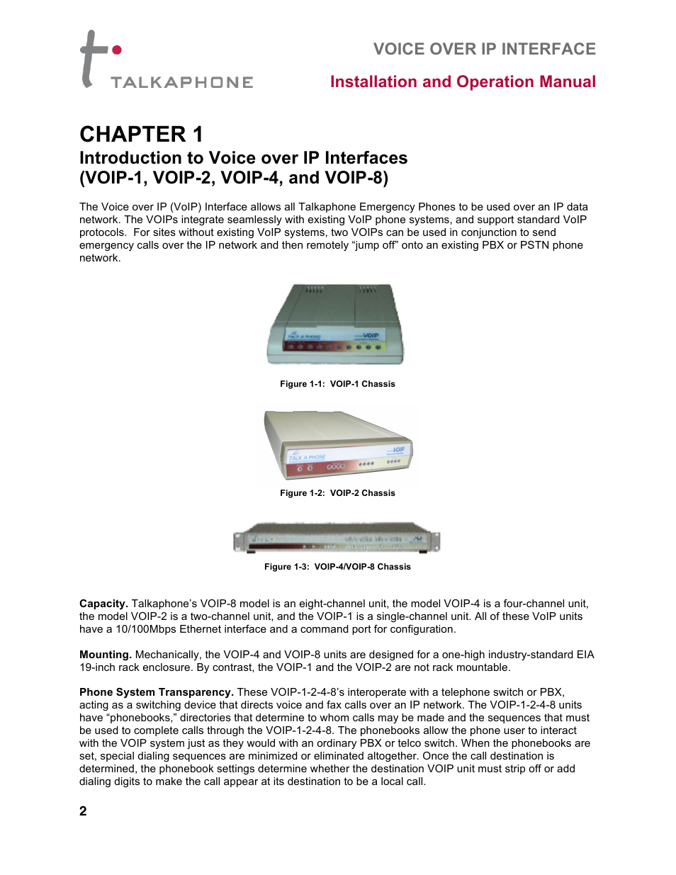 Chapter 1 | Talkaphone VOIP-8 VoIP Interface (8 channels) User Manual | Page 2 / 43