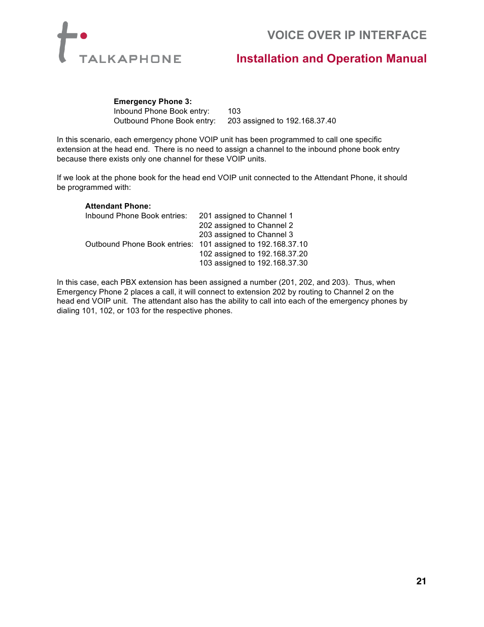 Talkaphone VOIP-8 VoIP Interface (8 channels) User Manual | Page 21 / 43