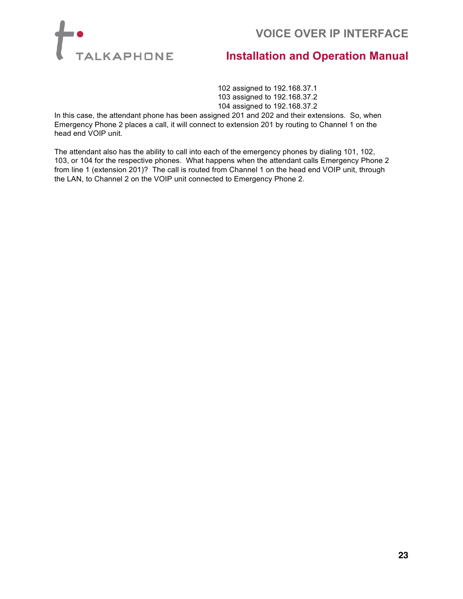 Talkaphone VOIP-8 VoIP Interface (8 channels) User Manual | Page 23 / 43