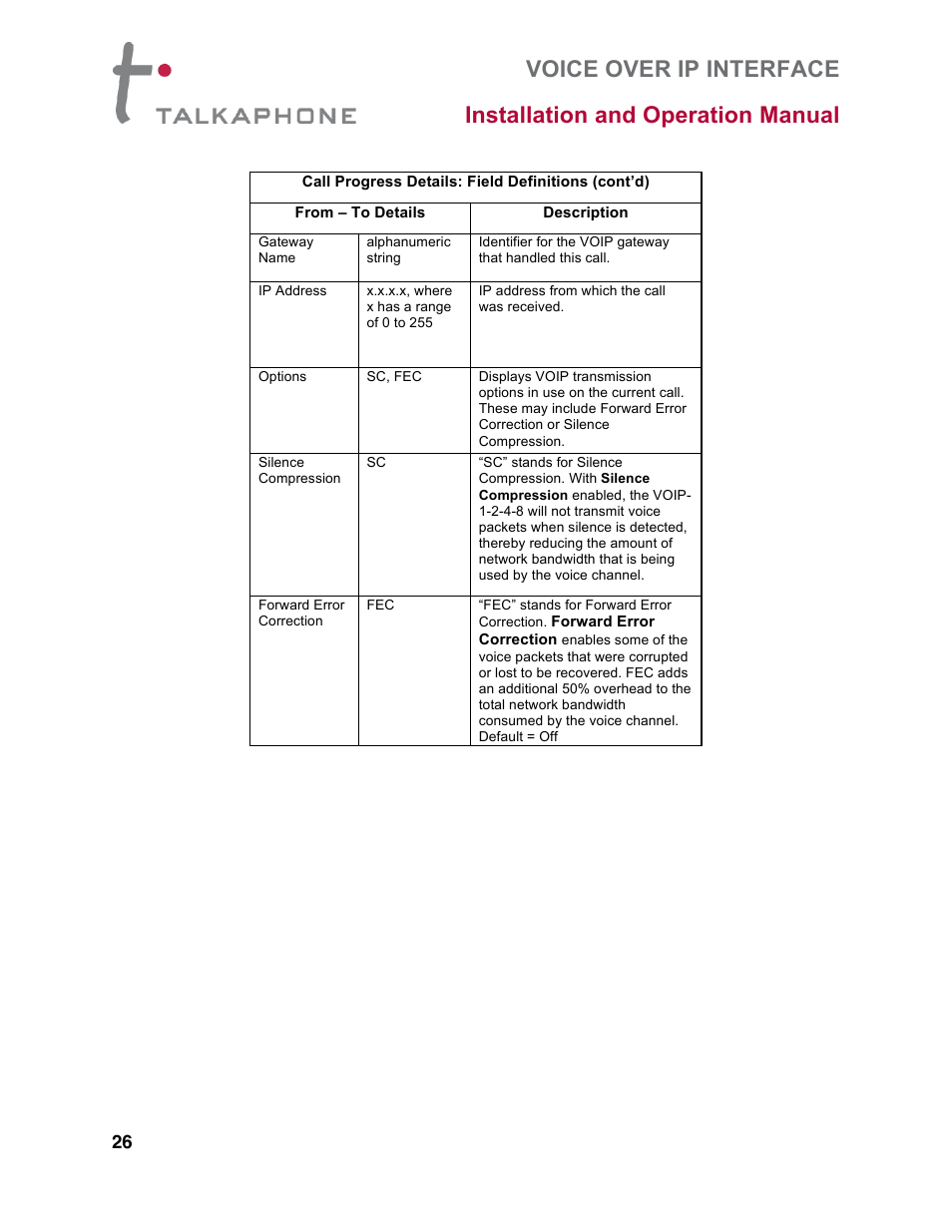 Talkaphone VOIP-8 VoIP Interface (8 channels) User Manual | Page 26 / 43