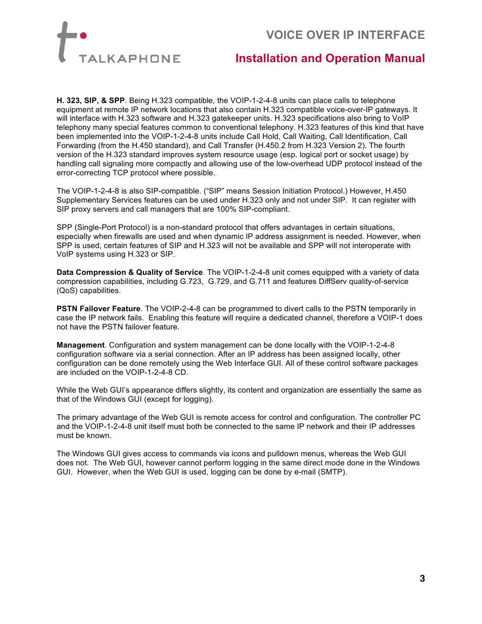Talkaphone VOIP-8 VoIP Interface (8 channels) User Manual | Page 3 / 43