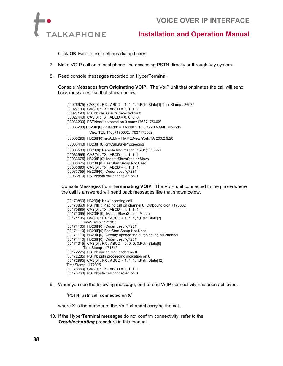 Talkaphone VOIP-8 VoIP Interface (8 channels) User Manual | Page 38 / 43