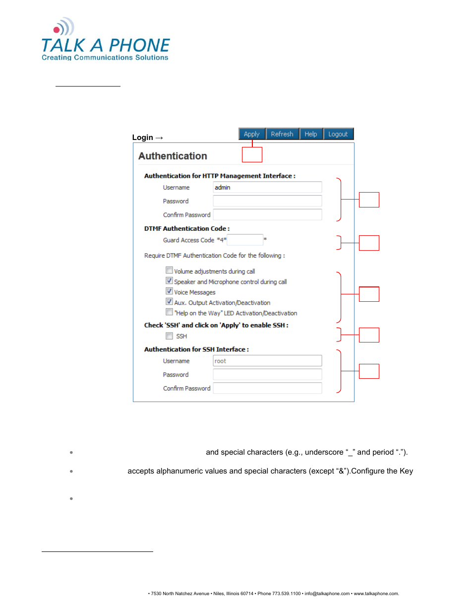 Voip-500, Series phone configuration and operation manual, Authentication | Talkaphone VOIP-500K Native VoIP Keypad Emergency Phone User Manual | Page 42 / 90